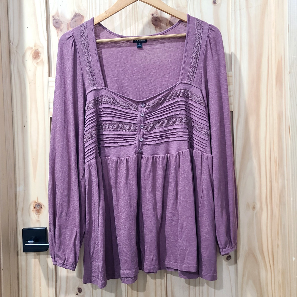 Torrid Babydoll Cotton Modal Slub Square Neck Pintuck Top Rose Taupe Size 1X